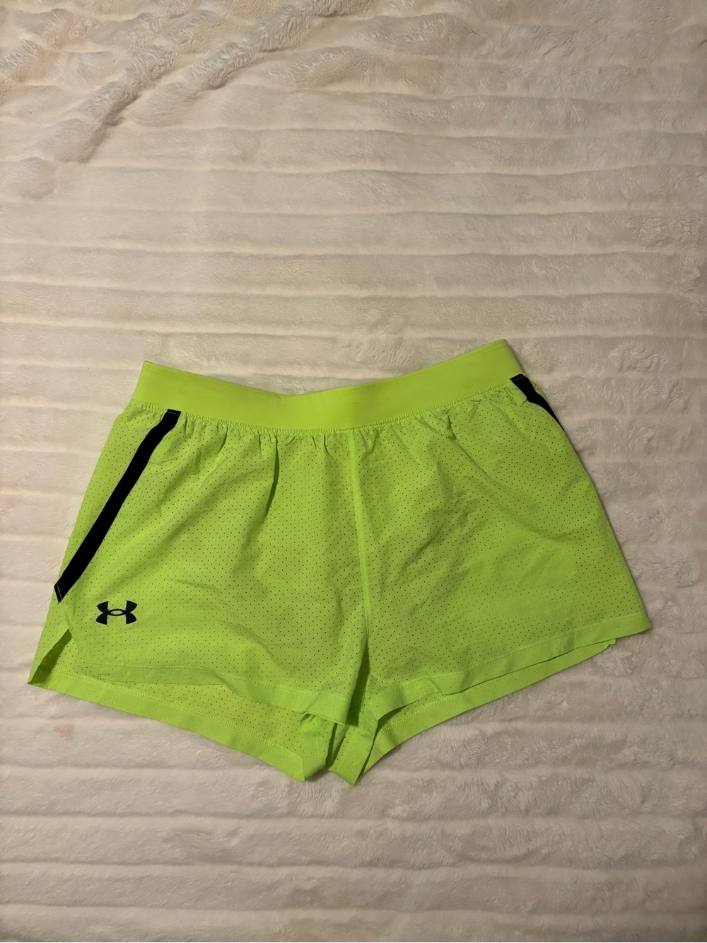 LG Women's Neon Yellow Athletic Mesh Shorts with Black Accents